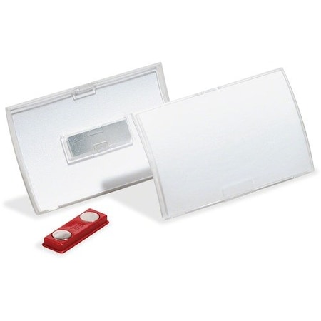 Durable Office Products Durable 821519, Click-Fold Convex Name Badge Holder, Double Magnets, 3 3/4 X 2 1/4, Clear,  DBL821519